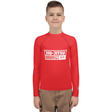 Youth Boys Long Sleeve Jiu-Jitsu Rash Guard – BJJ Training Compression Shirt - Scarlet