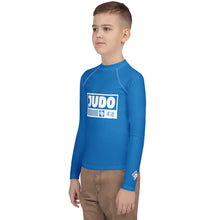 Youth Boys Long Sleeve Judo Rash Guard – Martial Arts Compression Shirt - Azul Boys Exclusive Judo Long Sleeve Rash Guard Youth