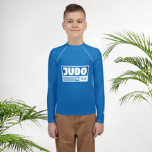 Youth Boys Long Sleeve Judo Rash Guard – Martial Arts Compression Shirt - Azul Boys Exclusive Judo Long Sleeve Rash Guard Youth