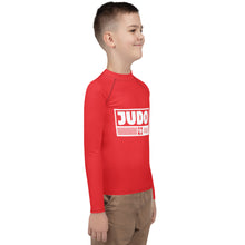 Youth Boys Long Sleeve Judo Rash Guard – Youth Martial Arts Training Shirt - Scarlet Boys Exclusive Judo Long Sleeve Rash Guard Youth