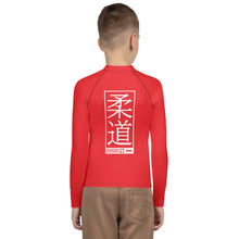 Youth Boys Long Sleeve Judo Rash Guard – Youth Martial Arts Training Shirt - Scarlet Boys Exclusive Judo Long Sleeve Rash Guard Youth