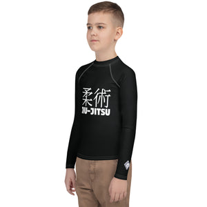 Youth Boys Long Sleeve Rash Guard – Classic Jiu-Jitsu Base Layer Top – Noir