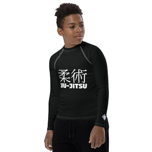 Youth Boys Long Sleeve Rash Guard – Classic Jiu-Jitsu Base Layer Top – Noir