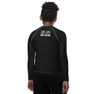 Youth Boys Long Sleeve Rash Guard – Classic Jiu-Jitsu Base Layer Top – Noir