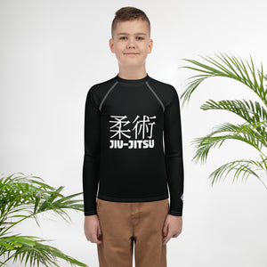 Youth Boys Long Sleeve Rash Guard – Classic Jiu-Jitsu Base Layer Top – Noir