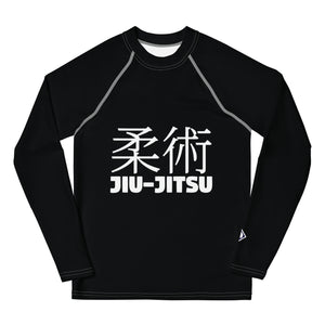 Youth Boys Long Sleeve Rash Guard – Classic Jiu-Jitsu Base Layer Top – Noir