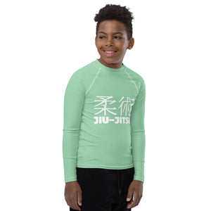 Youth Boys Long Sleeve Training Rash Guard – Classic Jiu-Jitsu Design – Vista Blue