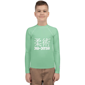 Youth Boys Long Sleeve Training Rash Guard – Classic Jiu-Jitsu Design – Vista Blue
