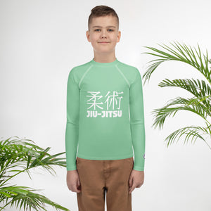 Youth Boys Long Sleeve Training Rash Guard – Classic Jiu-Jitsu Design – Vista Blue