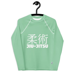 Youth Boys Long Sleeve Training Rash Guard – Classic Jiu-Jitsu Design – Vista Blue