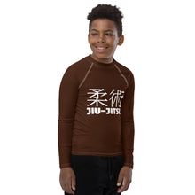 Youth Boys Martial Arts Rash Guard – Long Sleeve Jiu-Jitsu Uniform Top – Chocolate