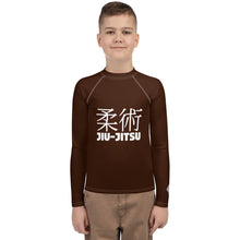 Youth Boys Martial Arts Rash Guard – Long Sleeve Jiu-Jitsu Uniform Top – Chocolate