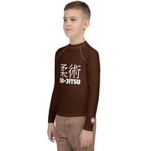 Youth Boys Martial Arts Rash Guard – Long Sleeve Jiu-Jitsu Uniform Top – Chocolate
