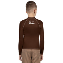 Youth Boys Martial Arts Rash Guard – Long Sleeve Jiu-Jitsu Uniform Top – Chocolate