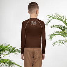 Youth Boys Martial Arts Rash Guard – Long Sleeve Jiu-Jitsu Uniform Top – Chocolate