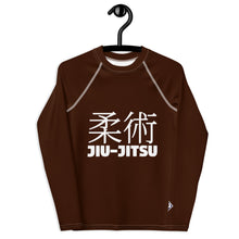 Youth Boys Martial Arts Rash Guard – Long Sleeve Jiu-Jitsu Uniform Top – Chocolate