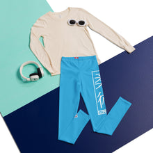Youth Boys No-Gi Jiu-Jitsu Leggings – Solid Color Training Pants - Cyan Boys Exclusive Jiu-Jitsu Leggings Youth