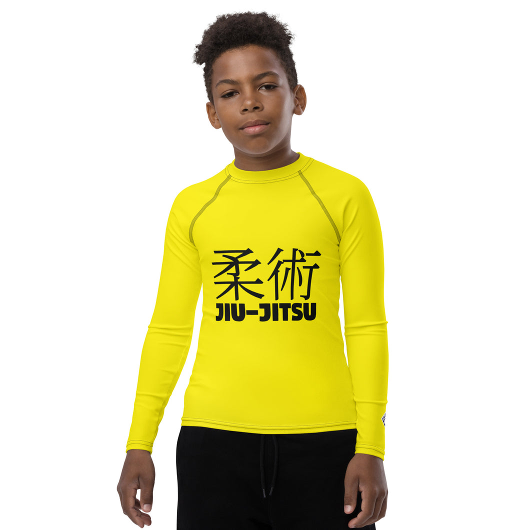 Youth Boys No-Gi Jiu-Jitsu Rash Guard – Classic Long Sleeve Style – Golden Sun