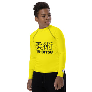 Youth Boys No-Gi Jiu-Jitsu Rash Guard – Classic Long Sleeve Style – Golden Sun