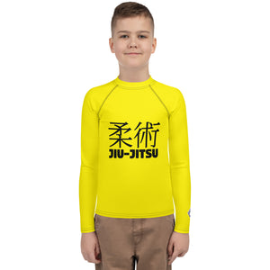 Youth Boys No-Gi Jiu-Jitsu Rash Guard – Classic Long Sleeve Style – Golden Sun