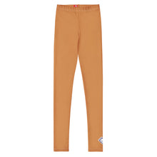 Youth Boys Performance Leggings – Stretchy Solid Color Sports Pants - Raw Sienna