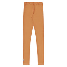 Youth Boys Performance Leggings – Stretchy Solid Color Sports Pants - Raw Sienna
