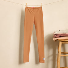 Youth Boys Performance Leggings – Stretchy Solid Color Sports Pants - Raw Sienna