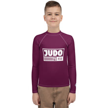 Youth Boys Premium Judo Rash Guard – Long Sleeve Athletic Training Shirt - Tyrian Purple Boys Exclusive Judo Long Sleeve Rash Guard Youth