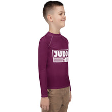 Youth Boys Premium Judo Rash Guard – Long Sleeve Athletic Training Shirt - Tyrian Purple Boys Exclusive Judo Long Sleeve Rash Guard Youth