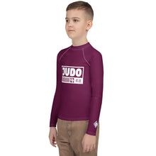 Youth Boys Premium Judo Rash Guard – Long Sleeve Athletic Training Shirt - Tyrian Purple Boys Exclusive Judo Long Sleeve Rash Guard Youth