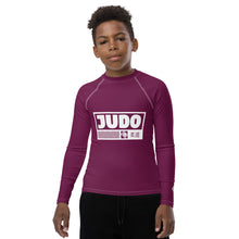Youth Boys Premium Judo Rash Guard – Long Sleeve Athletic Training Shirt - Tyrian Purple Boys Exclusive Judo Long Sleeve Rash Guard Youth