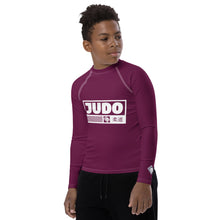 Youth Boys Premium Judo Rash Guard – Long Sleeve Athletic Training Shirt - Tyrian Purple Boys Exclusive Judo Long Sleeve Rash Guard Youth