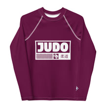 Youth Boys Premium Judo Rash Guard – Long Sleeve Athletic Training Shirt - Tyrian Purple Boys Exclusive Judo Long Sleeve Rash Guard Youth