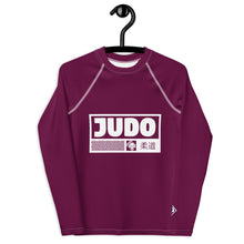 Youth Boys Premium Judo Rash Guard – Long Sleeve Athletic Training Shirt - Tyrian Purple Boys Exclusive Judo Long Sleeve Rash Guard Youth