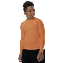 Youth Boys Rash Guard – Long Sleeve Top for BJJ, MMA & Sports – Raw Sienna