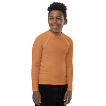 Youth Boys Rash Guard – Long Sleeve Top for BJJ, MMA & Sports – Raw Sienna