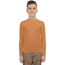 Youth Boys Rash Guard – Long Sleeve Top for BJJ, MMA & Sports – Raw Sienna