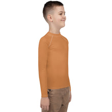 Youth Boys Rash Guard – Long Sleeve Top for BJJ, MMA & Sports – Raw Sienna