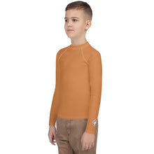 Youth Boys Rash Guard – Long Sleeve Top for BJJ, MMA & Sports – Raw Sienna