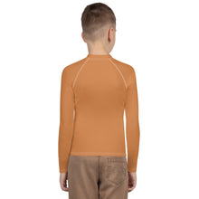 Youth Boys Rash Guard – Long Sleeve Top for BJJ, MMA & Sports – Raw Sienna