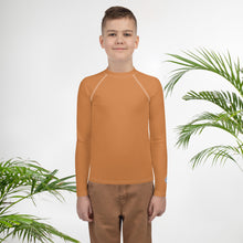 Youth Boys Rash Guard – Long Sleeve Top for BJJ, MMA & Sports – Raw Sienna