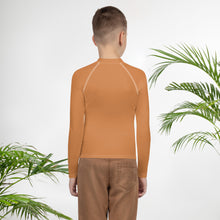 Youth Boys Rash Guard – Long Sleeve Top for BJJ, MMA & Sports – Raw Sienna