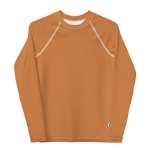 Youth Boys Rash Guard – Long Sleeve Top for BJJ, MMA & Sports – Raw Sienna