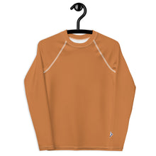 Youth Boys Rash Guard – Long Sleeve Top for BJJ, MMA & Sports – Raw Sienna