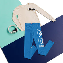 Youth Boys Solid Color Judo Leggings – Martial Arts Performance Pants - Azul