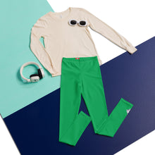 Youth Boys Sports Leggings – Solid Color Compression Training Tights - Jade