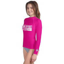 Youth Girls BJJ Rash Guard – Long Sleeve Compression Training Shirt - Hollywood Cerise