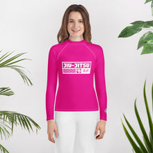 Youth Girls BJJ Rash Guard – Long Sleeve Compression Training Shirt - Hollywood Cerise