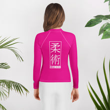 Youth Girls BJJ Rash Guard – Long Sleeve Compression Training Shirt - Hollywood Cerise