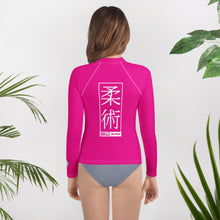 Youth Girls BJJ Rash Guard – Long Sleeve Compression Training Shirt - Hollywood Cerise